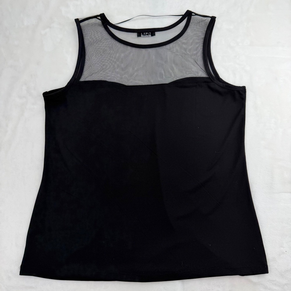 mblm‎ Black Mesh Yoke Sleeveless Tank Top Sweetheart Neckline Sheer Goth - Picture 2 of 11